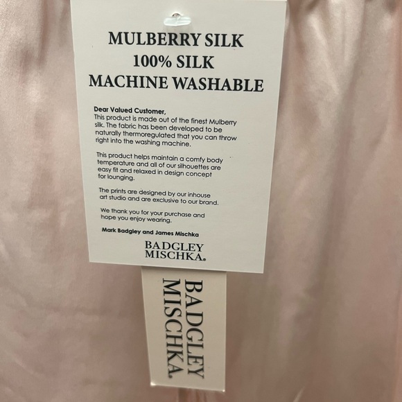 NWT! Badgley Mischka Womens Pink Silk Tie Dye Drawstring Jogger Pants-1x - Picture 6 of 6